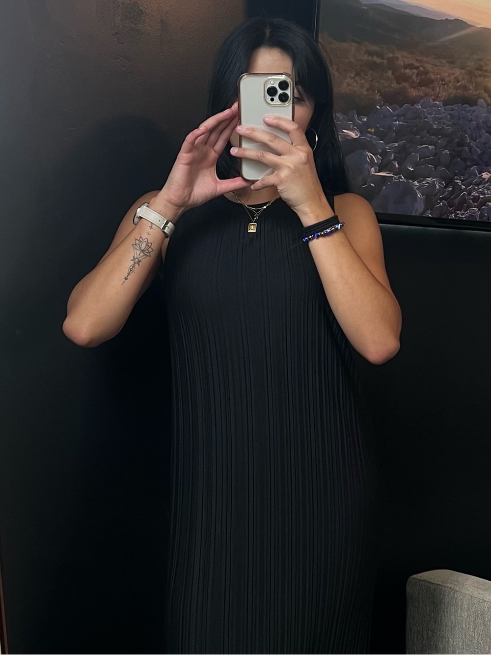 a new day Black Sleeveless Pleated Maxi Dress